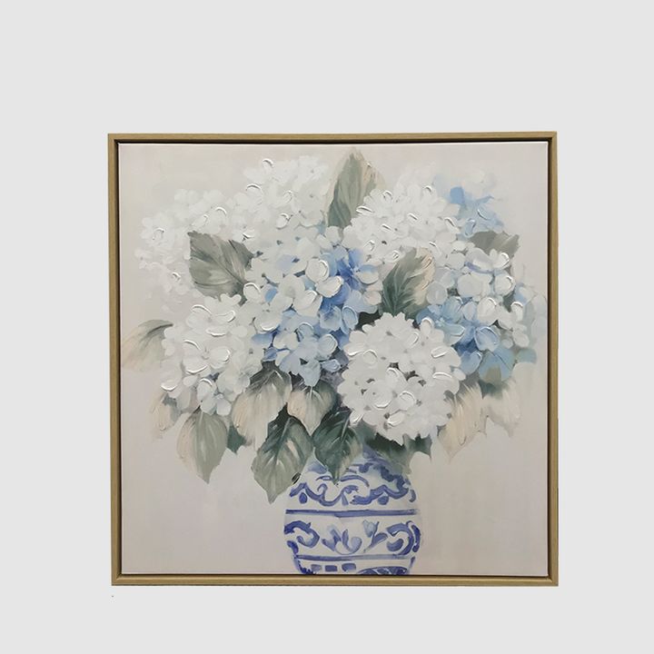 Hydrangeas Textured Canvas Wall Art 60x60cm
