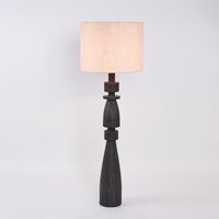 Magnus Wood Floor Lamp Black Base with Natural Shade