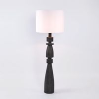 Magnus Wood Floor Lamp Black Base with White Shade