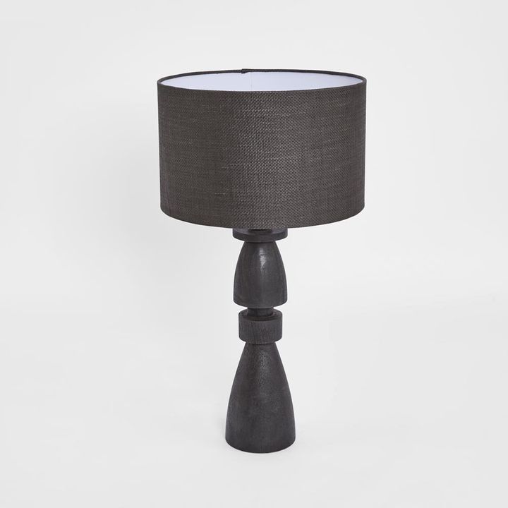 Magnus Wood Table Lamp Black Base with Black Shade