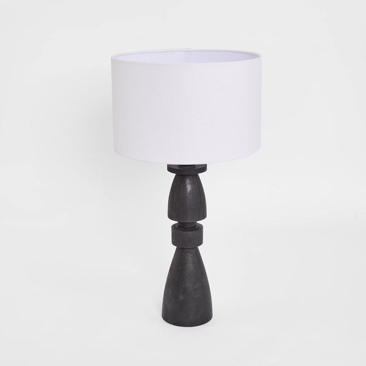 Magnus Wood Table Lamp Black Base with White Shade