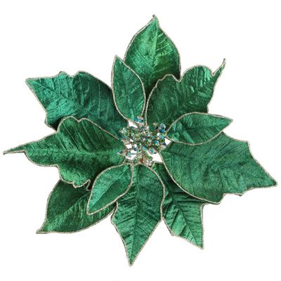 Velve Clip on Poinsettia Dark Green