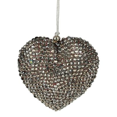 Disco Glam Hanging Heart Ornament Dark Grey