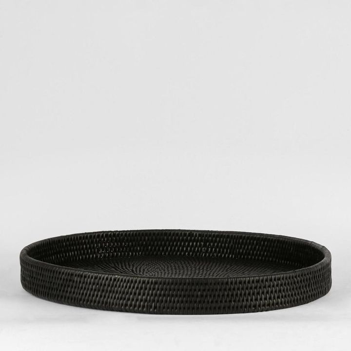 Paume Rattan Oval Tray Black