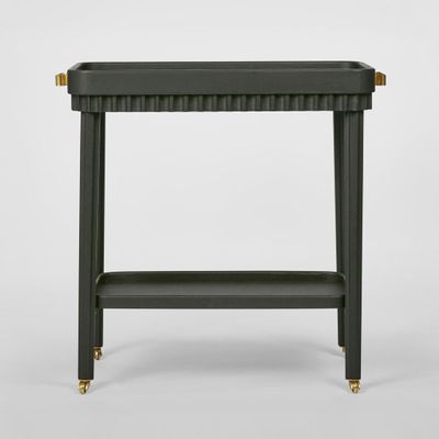 Royce Fluted Oak Bar Cart Black