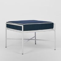Sheffield Iron Ottoman/footstool White/Navy - Outdoor under cover only