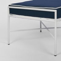 Sheffield Iron Ottoman/footstool White/Navy - Outdoor under cover only