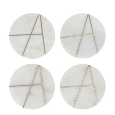 Graze Marble Coaster Round White Inlay