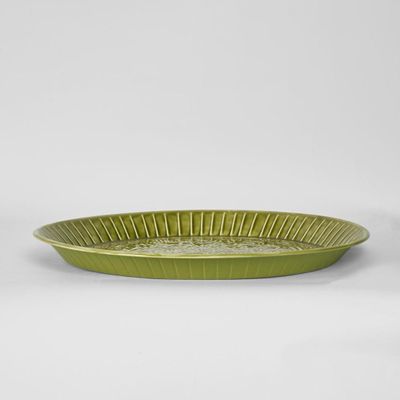 Embossed Enamel Round Tray Green