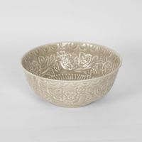 Enamel Bowl Embossed Taupe