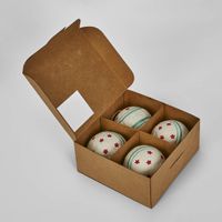 Mache Hanging Ball Ornament Red (Set of 4)