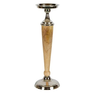 Atlas Aluminium Wooden Candle Holder Large