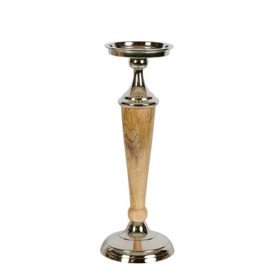 Atlas Aluminium Wooden Candle Holder Small