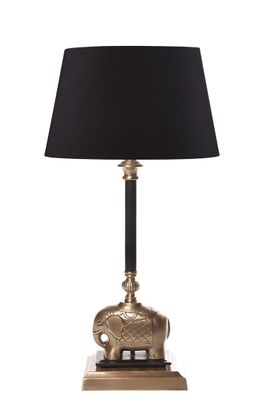 Sabu Elephant Table Lamp Base Antique Brass and Black- Base Only