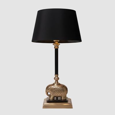 Sabu Elephant Table Lamp Base Antique Brass and Black- Base Only