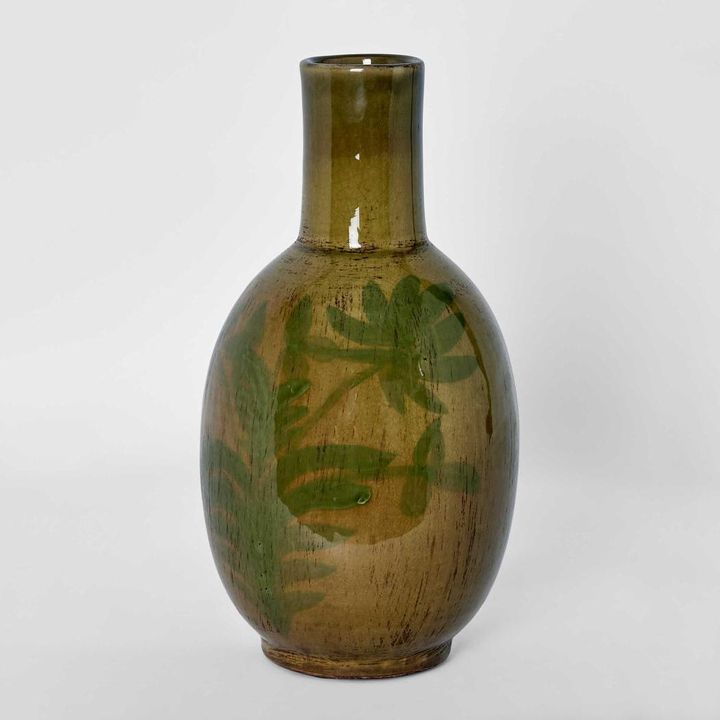 Mae Terracotta Green Tall Vase