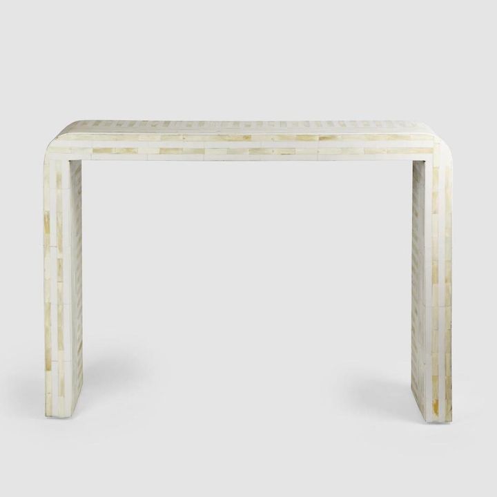 Eloise Bone Inlay Curved Console Table White