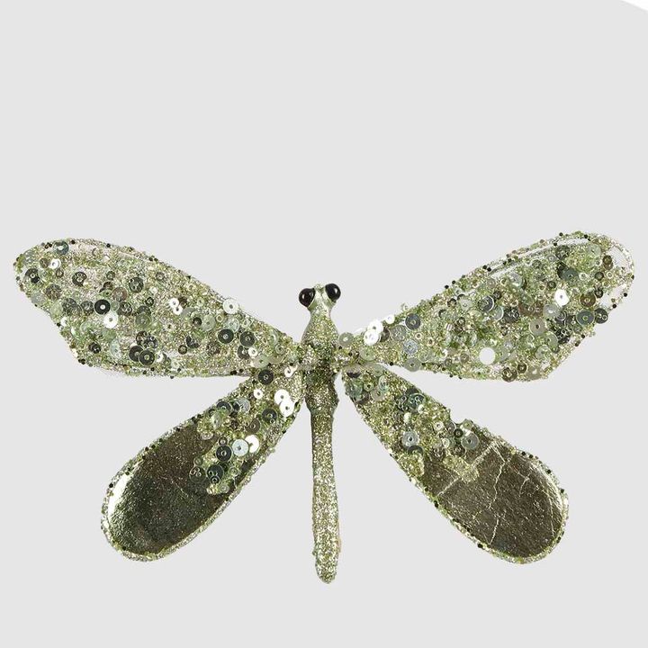 Shayle Glitter Clip on Dragonfly Green