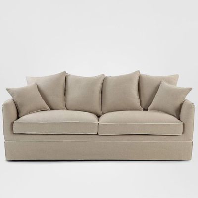 Noosa Hamptons 3 Seat Sofa Natural W/Natural Piping