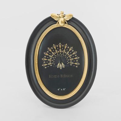Vera Bee Oval Photo Frame 4 x 6 Black & Gold