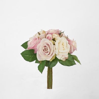 Rose Bouquet Fresh 28cm Pink & Cream