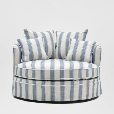 Noosa Hamptons Snuggle Chair Blue Sky Stripe