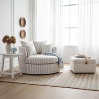 Noosa Hamptons Snuggle Chair Natural Stripe with White piping