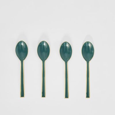 Green Enamel Spoons Set of 4