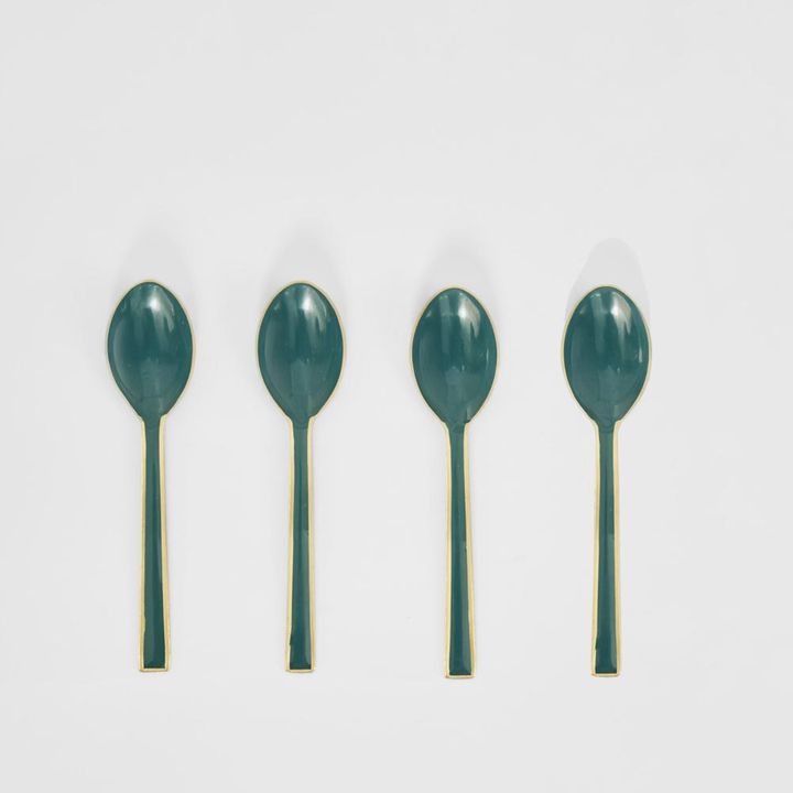 Green Enamel Spoons Set of 4
