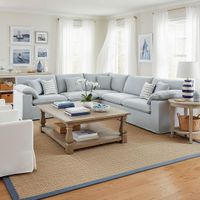 Norfolk 5 Seater Modular Sofa Beach w/White piping