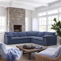 Norfolk 5 Seater Modular Sofa Navy w/White piping