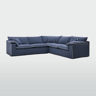 Norfolk 5 Seater Modular Sofa Navy w/White piping