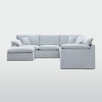 Norfolk 5 Seater Modular with Chaise (Reversible) Beach w/White piping