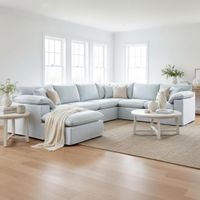 Norfolk 5 Seater Modular with Chaise (Reversible) Beach w/White piping