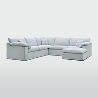 Norfolk 5 Seater Modular with Chaise (Reversible) Beach w/White piping