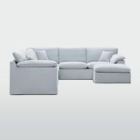 Norfolk 5 Seater Modular with Chaise (Reversible) Beach w/White piping