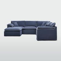 Norfolk 5 Seater Modular with Chaise (Reversible) Navy w/White piping