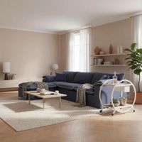 Norfolk 5 Seater Modular with Chaise (Reversible) Navy w/White piping