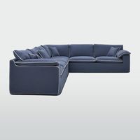 Norfolk 6 Seater Modular Navy w/White piping
