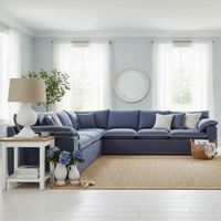 Norfolk 6 Seater Modular Navy w/White piping