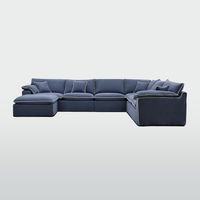 Norfolk 6 Seater Modular with Chaise (Reversible) Navy w/White piping