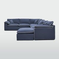 Norfolk 6 Seater Modular with Chaise (Reversible) Navy w/White piping
