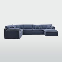 Norfolk 6 Seater Modular with Chaise (Reversible) Navy w/White piping