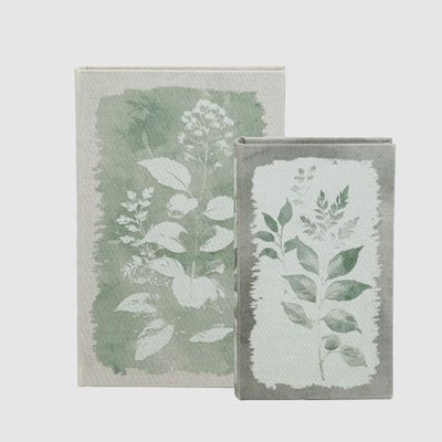 Decorative Book Box Set of Two Light Green