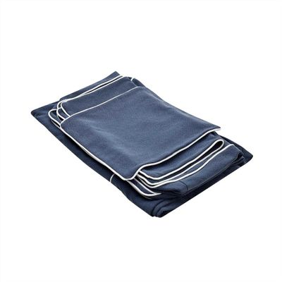 Slip Cover Only - Noosa Hamptons Ottoman Navy W/White Piping