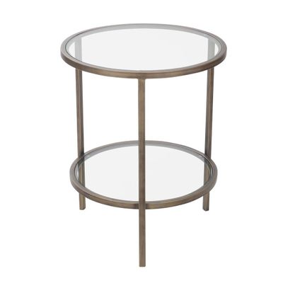 Palladium Brass Iron & Glass Side Table