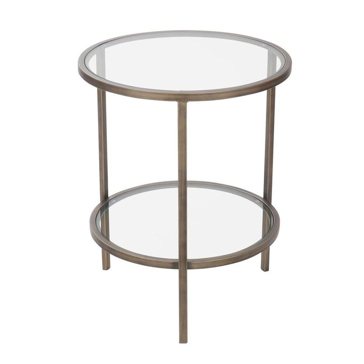 Palladium Brass Iron & Glass Side Table