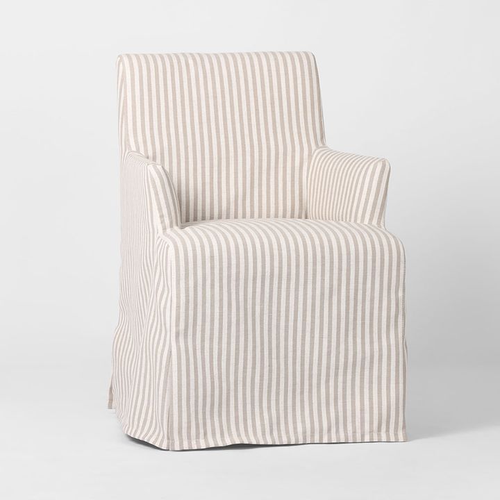 Slip Cover Only - Clifton Dining Chair W/Arms Beige Stripe
