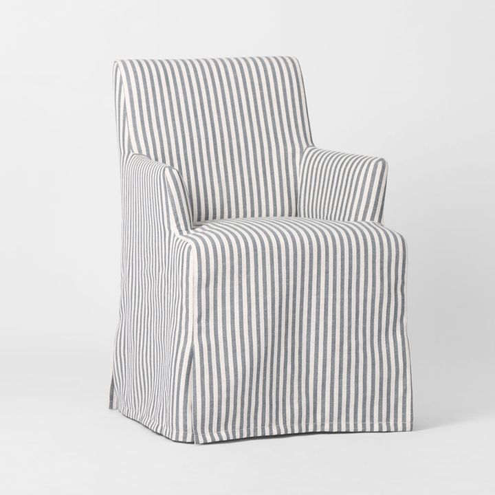 Slip Cover Only - Clifton Dining Chair W/Arms Blue Stripe
