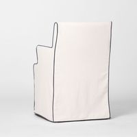 Slip Cover Only - Clifton Dining Chair W/Arms Ivory With Navy Piping